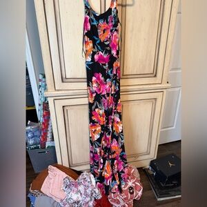 Floral Black jumper  with Pink & Orange Blooms